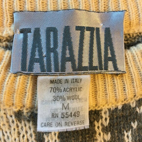 VTG Tarazzia Grandpa Sweater Medium Cream Gray Wool Blend Eclectic Indie Sleaze - Picture 6 of 7